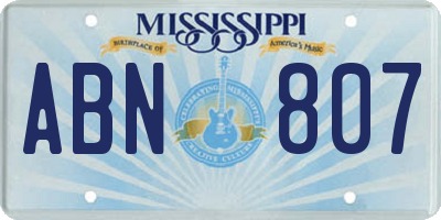 MS license plate ABN807