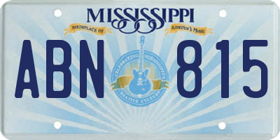 MS license plate ABN815