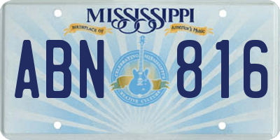 MS license plate ABN816