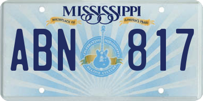 MS license plate ABN817