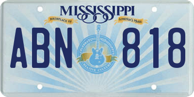 MS license plate ABN818