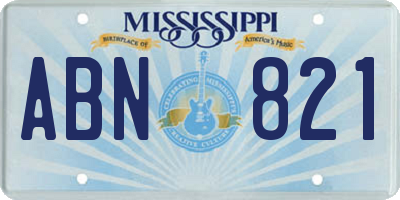 MS license plate ABN821