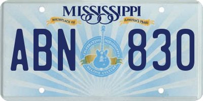 MS license plate ABN830