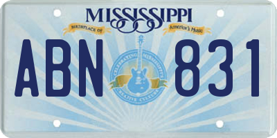 MS license plate ABN831