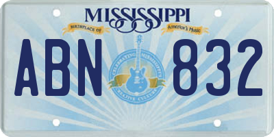 MS license plate ABN832