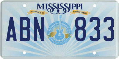 MS license plate ABN833