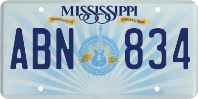 MS license plate ABN834