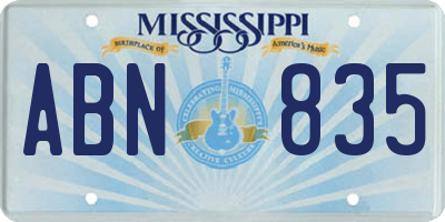 MS license plate ABN835