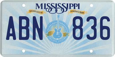 MS license plate ABN836