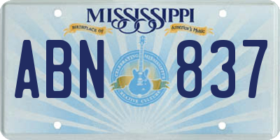 MS license plate ABN837