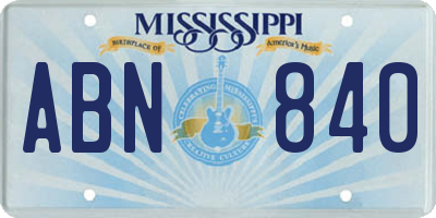 MS license plate ABN840