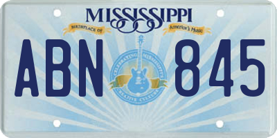 MS license plate ABN845