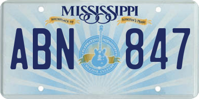 MS license plate ABN847