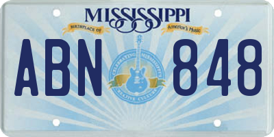 MS license plate ABN848