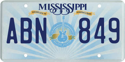 MS license plate ABN849