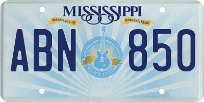 MS license plate ABN850