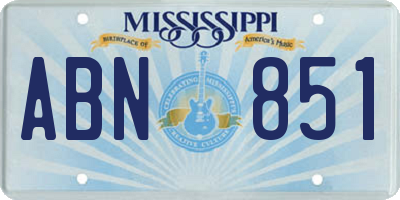 MS license plate ABN851