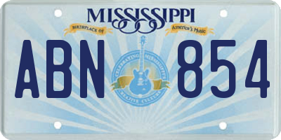 MS license plate ABN854