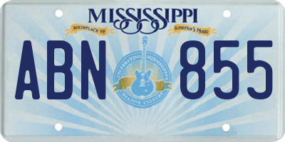 MS license plate ABN855