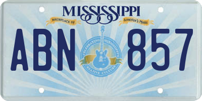 MS license plate ABN857