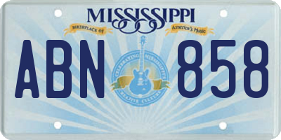 MS license plate ABN858