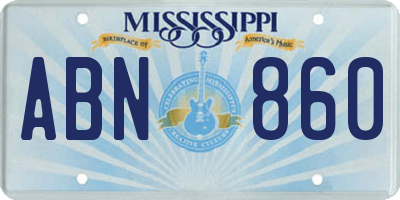 MS license plate ABN860