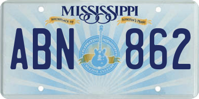 MS license plate ABN862