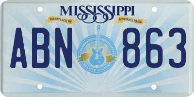 MS license plate ABN863