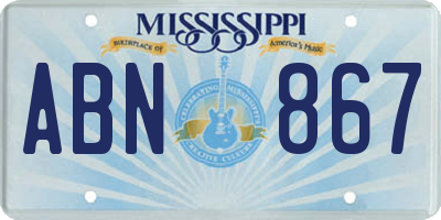 MS license plate ABN867