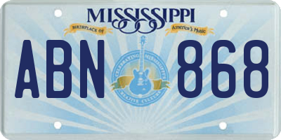 MS license plate ABN868