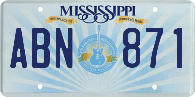 MS license plate ABN871