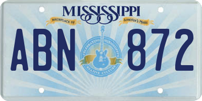 MS license plate ABN872