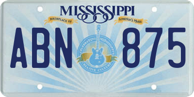 MS license plate ABN875