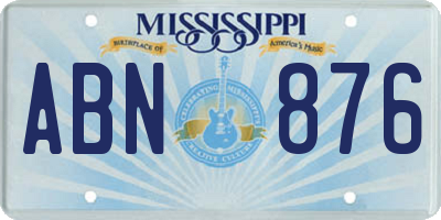 MS license plate ABN876