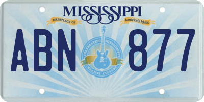 MS license plate ABN877