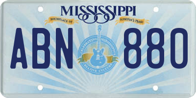 MS license plate ABN880