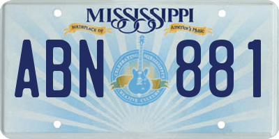 MS license plate ABN881