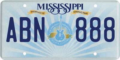 MS license plate ABN888