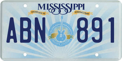 MS license plate ABN891