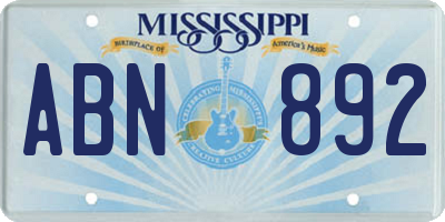 MS license plate ABN892