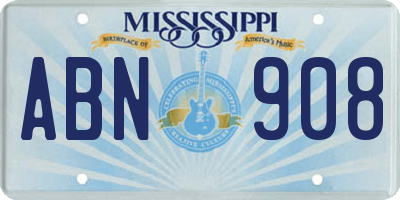 MS license plate ABN908