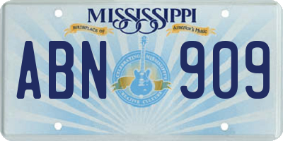 MS license plate ABN909