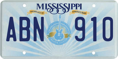 MS license plate ABN910