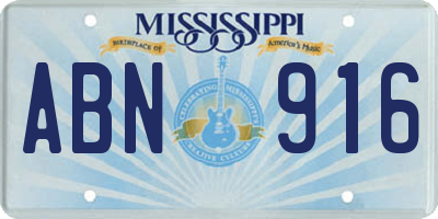 MS license plate ABN916