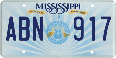 MS license plate ABN917