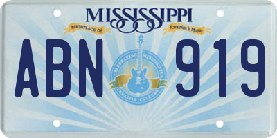 MS license plate ABN919