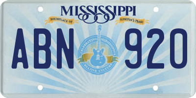 MS license plate ABN920