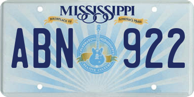 MS license plate ABN922