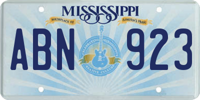 MS license plate ABN923