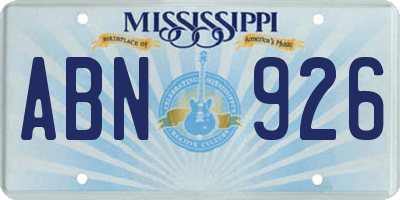 MS license plate ABN926